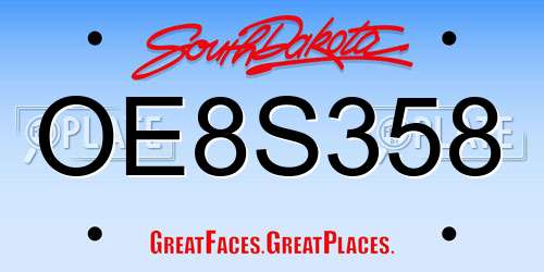 OE8S358 South Dakota License Plate