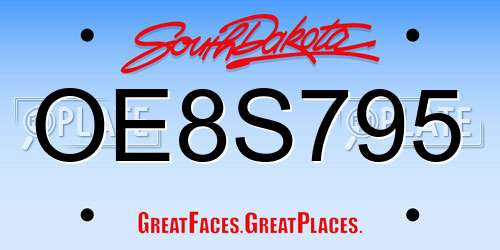 OE8S795 South Dakota License Plate