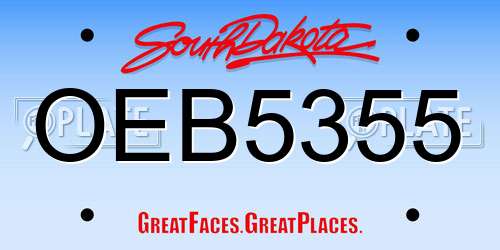 OEB5355 South Dakota License Plate
