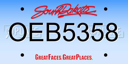 OEB5358 South Dakota License Plate