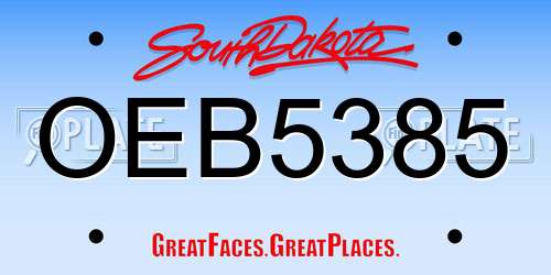 OEB5385 South Dakota License Plate