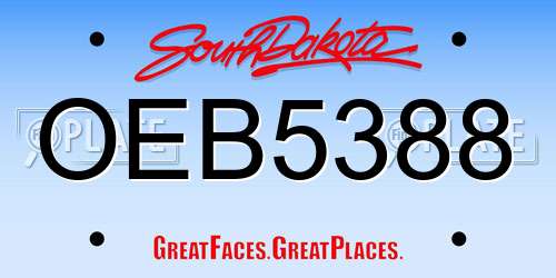 OEB5388 South Dakota License Plate