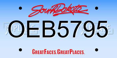 OEB5795 South Dakota License Plate