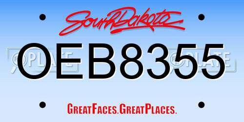 OEB8355 South Dakota License Plate