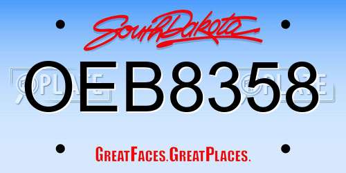 OEB8358 South Dakota License Plate