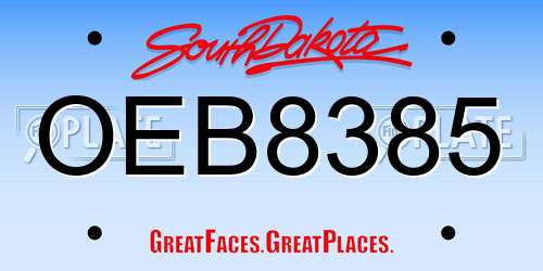 OEB8385 South Dakota License Plate