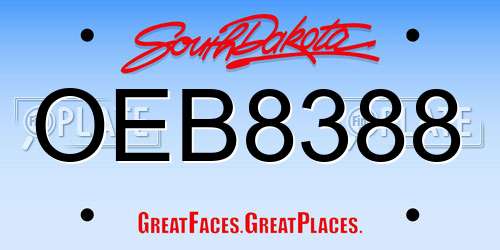 OEB8388 South Dakota License Plate