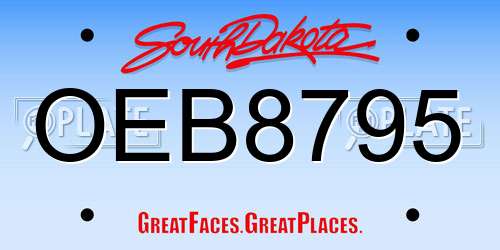 OEB8795 South Dakota License Plate