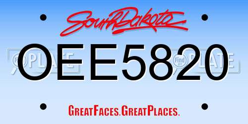 OEE5820 South Dakota License Plate