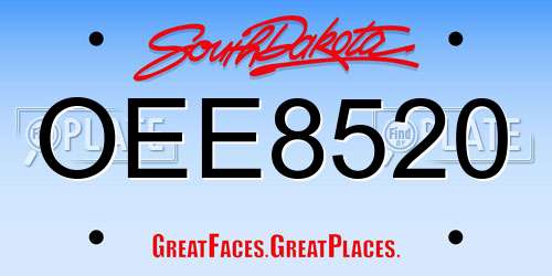 OEE8520 South Dakota License Plate