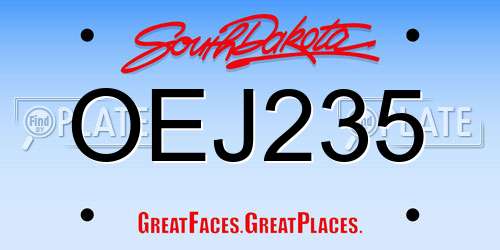 OEJ235 South Dakota License Plate