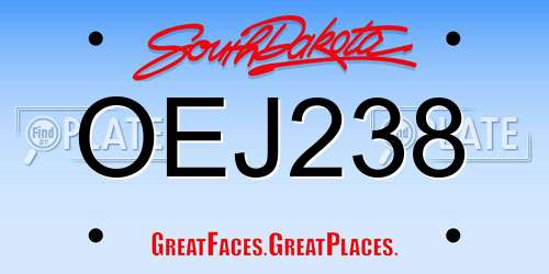 OEJ238 South Dakota License Plate