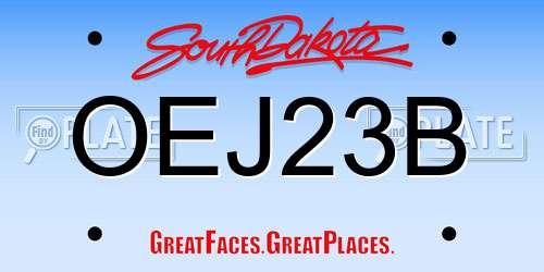 OEJ23B South Dakota License Plate