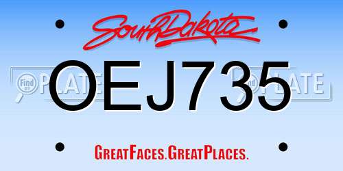 OEJ735 South Dakota License Plate
