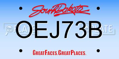OEJ73B South Dakota License Plate