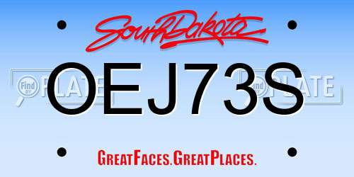 OEJ73S South Dakota License Plate