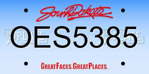 OES5385 South Dakota License Plate