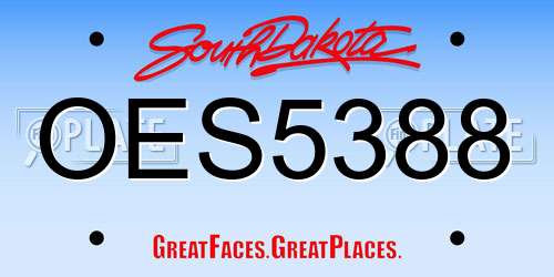 OES5388 South Dakota License Plate