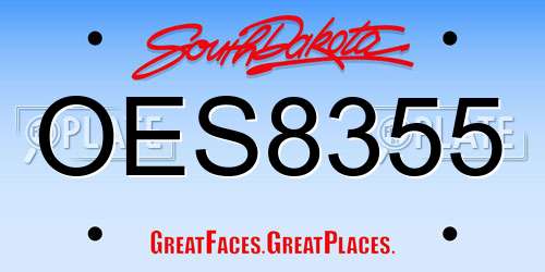 OES8355 South Dakota License Plate