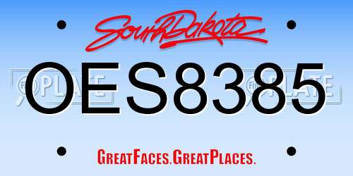 OES8385 South Dakota License Plate