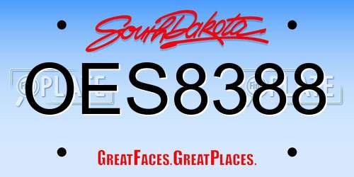 OES8388 South Dakota License Plate