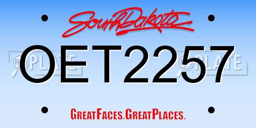 OET2257 South Dakota License Plate