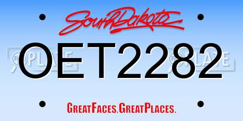 OET2282 South Dakota License Plate