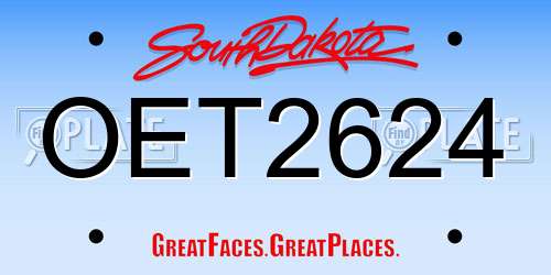 OET2624 South Dakota License Plate