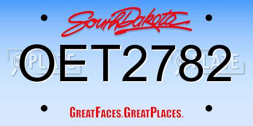 OET2782 South Dakota License Plate