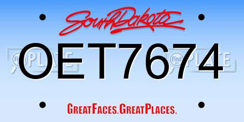 OET7674 South Dakota License Plate