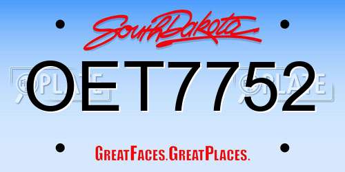 OET7752 South Dakota License Plate
