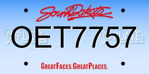 OET7757 South Dakota License Plate