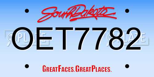 OET7782 South Dakota License Plate