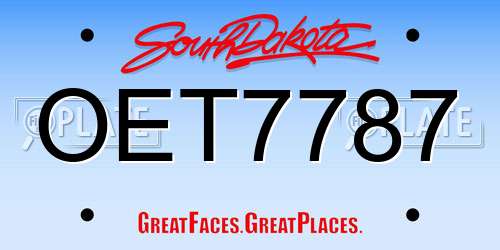 OET7787 South Dakota License Plate