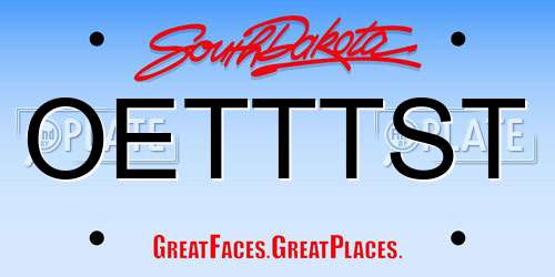 OETTTST South Dakota License Plate