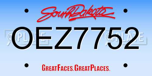 OEZ7752 South Dakota License Plate