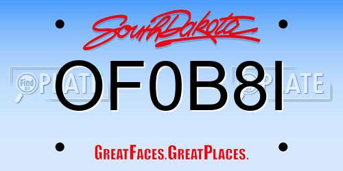 OF0B8I South Dakota License Plate