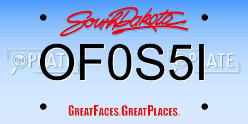 OF0S5I South Dakota License Plate