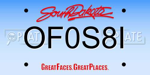 OF0S8I South Dakota License Plate