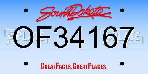 OF34167 South Dakota License Plate