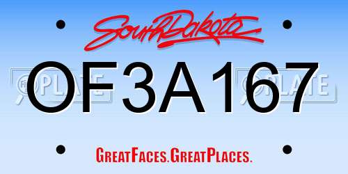 OF3A167 South Dakota License Plate