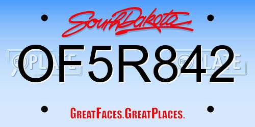 OF5R842 South Dakota License Plate