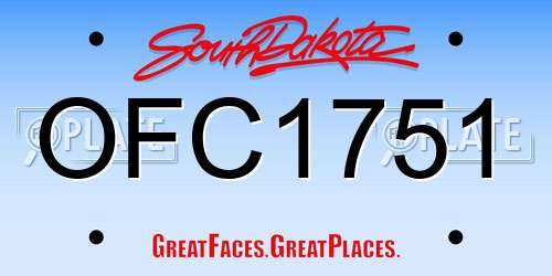 OFC1751 South Dakota License Plate