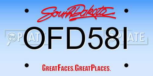OFD58I South Dakota License Plate