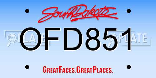 OFD851 South Dakota License Plate