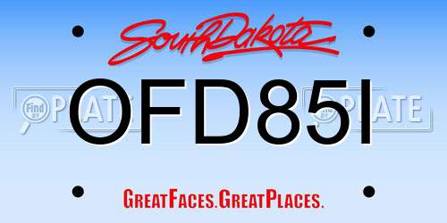 OFD85I South Dakota License Plate