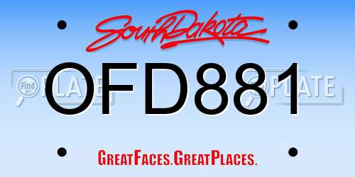 OFD881 South Dakota License Plate