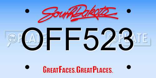 OFF523 South Dakota License Plate