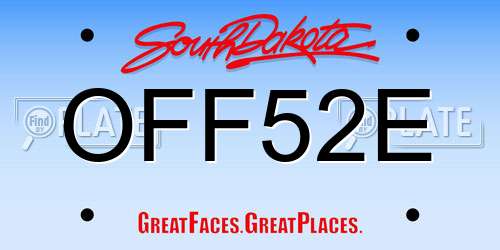 OFF52E South Dakota License Plate