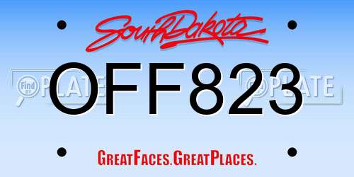 OFF823 South Dakota License Plate